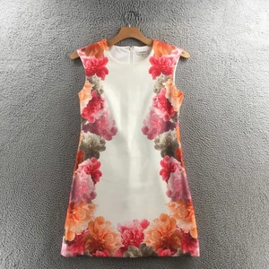 Calvin Klein A line Sheath Dress Womens 12 White Floral Sleeveless Round Neck - Picture 1 of 16