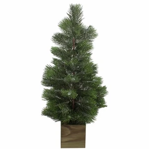 Northlight 3' Snowy Pine Artificial Christmas Tree in Wooden Pot - Unlit - Picture 1 of 4