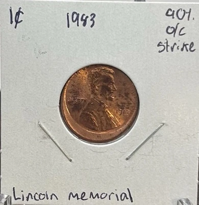 1983-P Lincoln Memorial Cent Off Center Broadstrike/Missed Planchet Error - Image 1 of 3