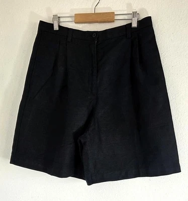 Liz Claiborne Women's Black Lizsport Linen Blend Bermuda Shorts Size 14 - Image 1 of 4