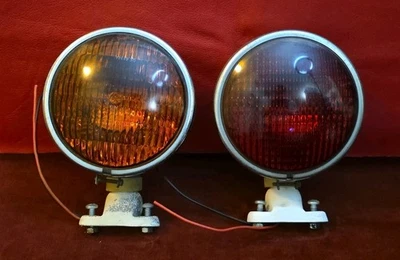Vintage GROTE 6401 Amber & Red Fog Lamps Lights GE Lenses Foto 1 de 4