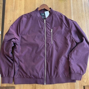 H&M Men's Bomber Jacket in Burgundy Size XL - Picture 1 of 3