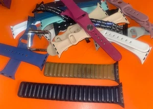 OEM Original Apple Watch Leder Uhrenarmband 45mm Farbe: Tinte + Tonnen Bonusbänder - Bild 1 von 8