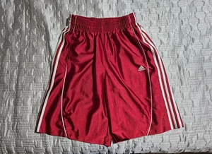 Adidas Basketball Shorts Mens Medium  RedShiny Silky Dazzle - Picture 1 of 4