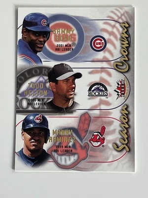2002 Fleer Triple Crowns Season Crowns #1 Barry Bonds Sammy Sosa Luis Gonzalez - Image 1 of 2
