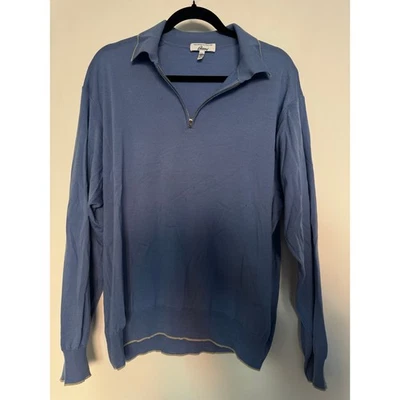 Brioni Blue Wool Quarter Zip Pullover  - Image 1 of 4