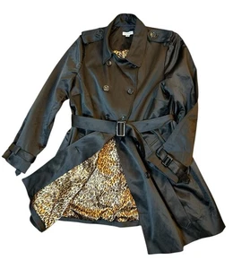 Joan Rivers Trenchcoat Damen Gr. XL schwarz Animalprint Futter zweireihig - Bild 1 von 12