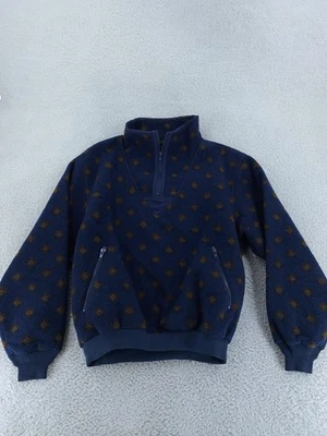 Vintage Eddie Bauer Pullover Mens Medium Blue Fleece 1/4 Zip Made USA 90s - Image 1 of 4