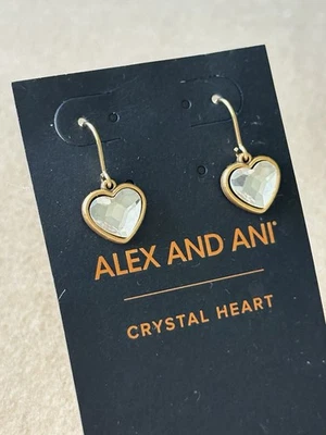 🆕 Brincos de coração de cristal Alex and Ani tom dourado com cristais Swarovski - Imagem 1 de 4