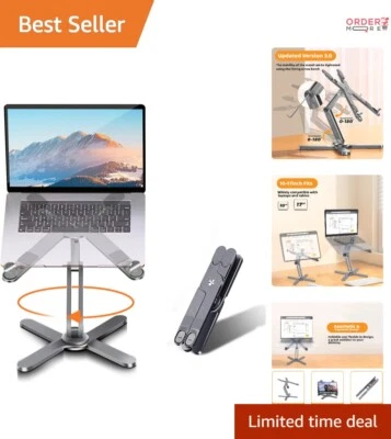 笔记本电脑支架铝合金可调节360旋转人体工学扩音器适用于桌面使用 — 第 1/4 张图片