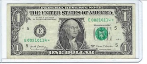 Rare $1 Dollar Bill 250K Low Print Run, Sum (9), Serial # STAR NOTE E00210114* - Picture 1 of 4