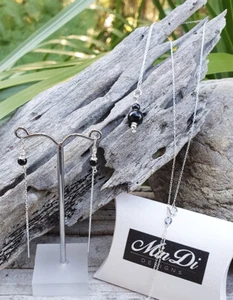 Sterling Silver Necklace & Matching Pull Through Earrings. - Picture 1 of 7