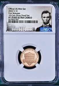 2022S US Mint 10-Coin-Silver-Proof SET Version LINCOLN CENT Penny NGC PF70 RD FR - Picture 1 of 2