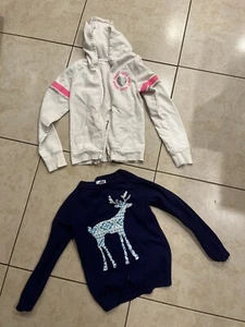 Girl’s Old Navy Blue Sweater 6/7 & white childrens place jacket 7/8 - Picture 1 of 1