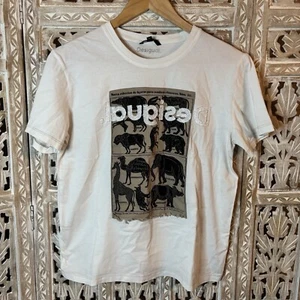 Desigual Women’s Nature Wild Animal Safari Beaded Sequin White T-Shirt Size-MED - Picture 1 of 6