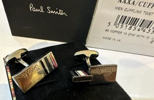 PAUL SMITH CUFFLINKS SIGNATURE MULTI STRIPE RP £115 RAINBOW LOVE SWIVEL DESIGNER - Picture 1 of 11