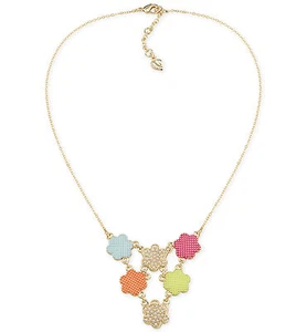 Collar Frontal Flor Doble Cara CAROLEE Nueva York, Tono Dorado $85 Nuevo con Etiquetas - Imagen 1 de 1