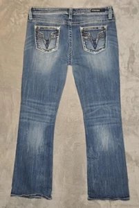 Vigoss Jeans Womens W33 L32 Blue Slim Bootcut Stretch Thick Stitch Light Wash - Picture 1 of 16