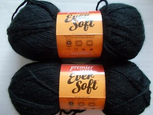 Premier Ever Soft worsted yarn, Black, lot of 2 (158 yds each) - Picture 1 of 2