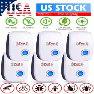 6 pcs Ultrasonic Pest Repeller Control Electronic Repellent Mice Bug Rat Reject, - Picture 1 of 16