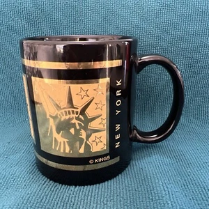 NEW YORK STATUE OF LIBERTY Black & Silver Ceramic Coffee Mug 3 3/4" Tall Kings - Picture 1 of 7