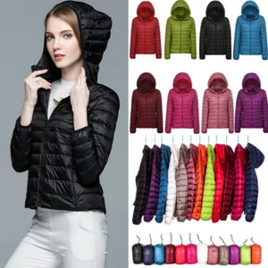 Plus Size Womens Winter Quilted Puffer Coat Hooded Ultralight Padded Down Jacket - Picture 1 of 27