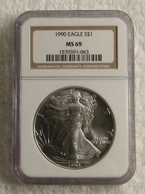 1990 EAGLE S $1 MS 69 Silver Dollar Mint Conditions - Image 1 of 4