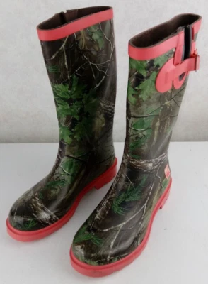 Botas para mujer Realtree usadas talla 6 camufladas rosa goma impermeables Foto 1 de 4