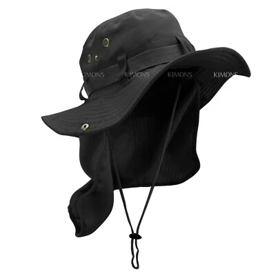 Hombres Mujeres Verano Cubo Boonie Sombrero Cuello Cubierta Solapa Sol Ala Ancha Exterior Gorra Sujetador Foto 1 de 4