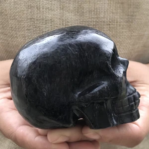 Piedra de jade negra natural de 1,1 lb cristal calavera piedra curación XK1036 - Imagen 1 de 18