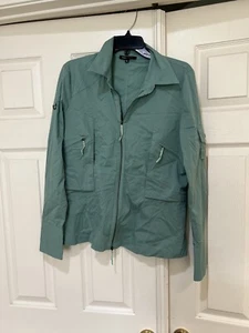 Chaqueta cortavientos ligera verde BCBGMaxAzria Field Anorak exterior talla XL - Imagen 1 de 13