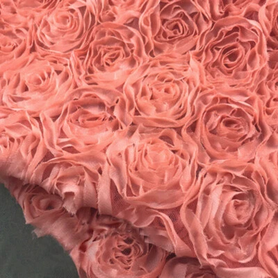 Vestido de novia 3D rosa encaje tela de novia roseta tela de gasa 51" ancho 0,5 yardas Foto 1 de 4