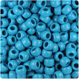 Cuentas de pony de barril opaco turquesa oscuro de 9 mm BeadTin (500 piezas) - Imagen 1 de 1