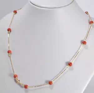 COLLANA IN ORO 18 kt CORALLO ROSSO DI PRIMA QUALITA' TONDO 7 mm OGLN 0269 - Foto 1 di 3