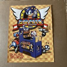 Orginal 1994  11- 8'' Sonic The Hedgehog Vintage  ARCADE GAME FLYER