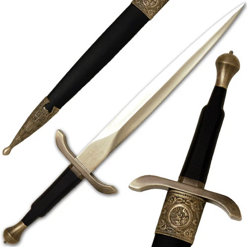 French Knight Dagger | High-Middle Ages Medieval Design Pommel w Scabbard - Image 1 of 1
