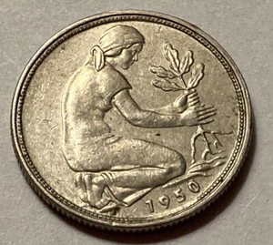 1950 J German Pfennig - Minted From 1949 to 1990 - Copper & Nickel - Very Nice - - Picture 1 of 2