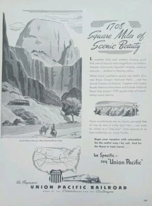 Anuncio impreso vintage de ferrocarril Union Pacific 1946. Parque Nacional Zions - Imagen 1 de 1