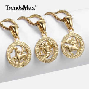 14K 12 Constellation Horoscope Zodiac Sign Gold Plated Unisex Pendant Necklace - Picture 1 of 45