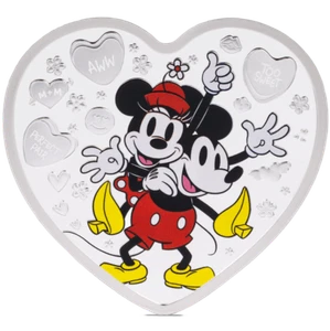 2025 Niue Disney Mickey and Minnie I Love Us 1 oz 999 Silver Proof Heart Shaped - Picture 1 of 1