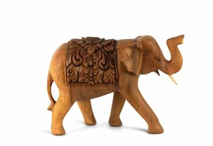 Estatuilla de elefante tallada a mano de madera escultura decoración del hogar madera hecha a mano - Imagen 1 de 5
