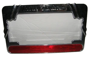 Vtg HARLEY DAVIDSON Motorcycle License Plate Chrome Metal Frame w/ Red Reflector - Picture 1 of 5