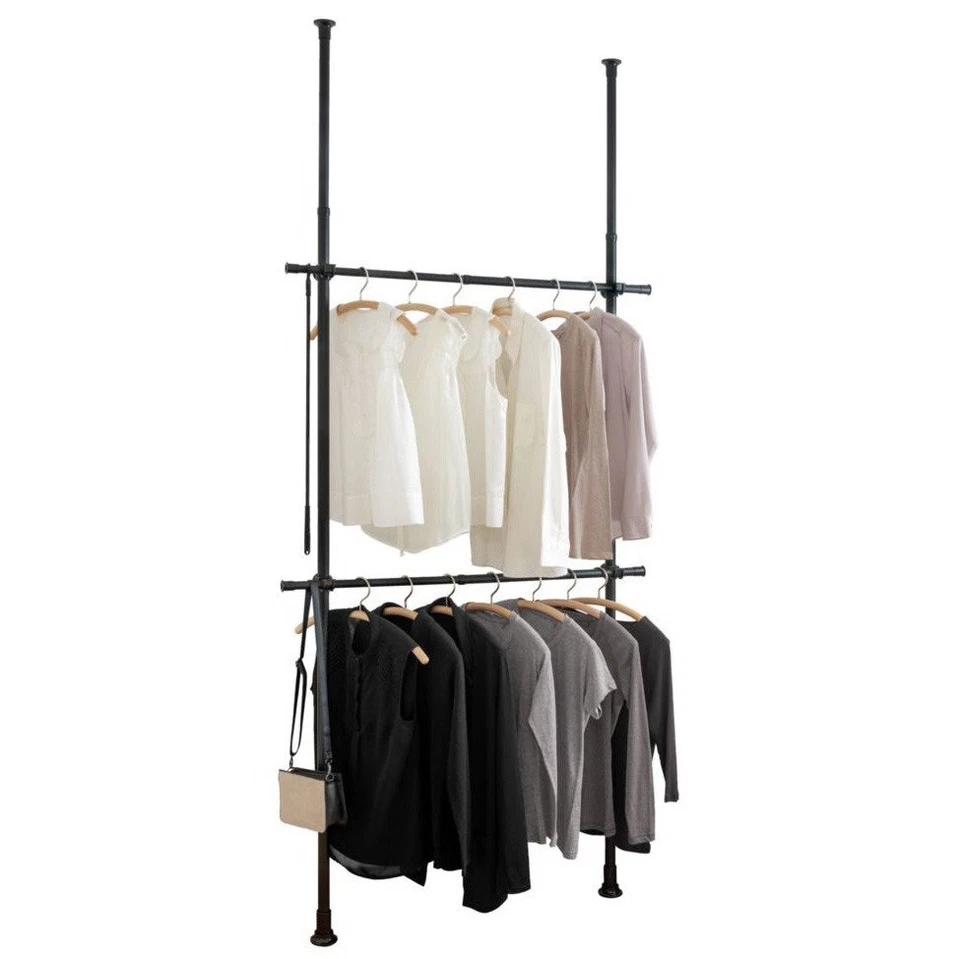 Sistema de Perchero Telescópico Perchero Perchero Metal Negro ✅WENKO