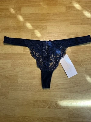 Bragas tanga de encaje azul tinta oscura Stella McCartney para mujer Foto 1 de 4