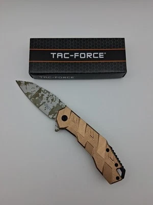 Tac Force TF-1049TN Assisted Open Folding Tactical Gold Knife Digital Camo Blade - Image 1 of 4