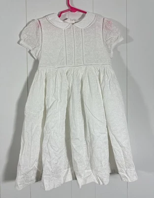 Vestido Polo Ralph Lauren Niñas Talla 6 Blanco Algodón Boho Campesino Forrado Floral Foto 1 de 4