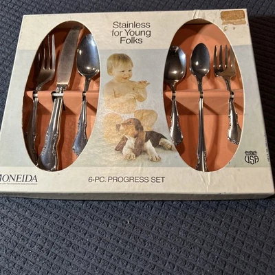 Vtg Oneida Youthware Toddler Stainless Silverware Set of 6 With Box  NIB - Image 1 of 4