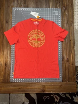 Timberland Men's T-Shirt RED Tree Logo Size L Graphic TB0A6H35 Standard Fit NWT - Image 1 of 4