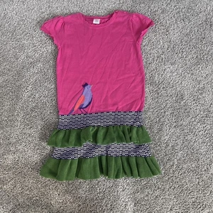 Gymboree Falling for Feathers Bird Ruffled Sweater Dress Pink 7 Excellent - Picture 1 of 7