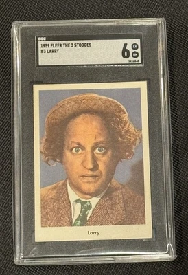 SGC 6 LARRY 1959 The Three (3) Stooges Rare Old Fleer card # 3 TV Comedy Nice - Image 1 of 4